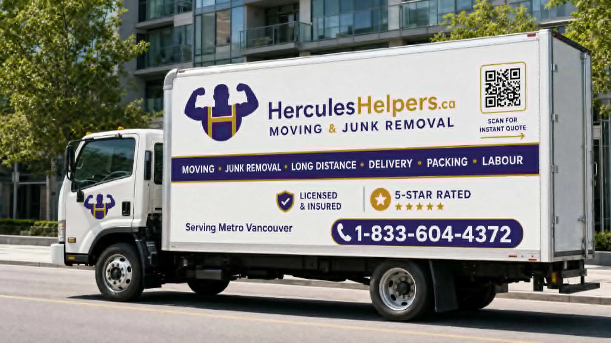 Hercules Helpers branded moving truck